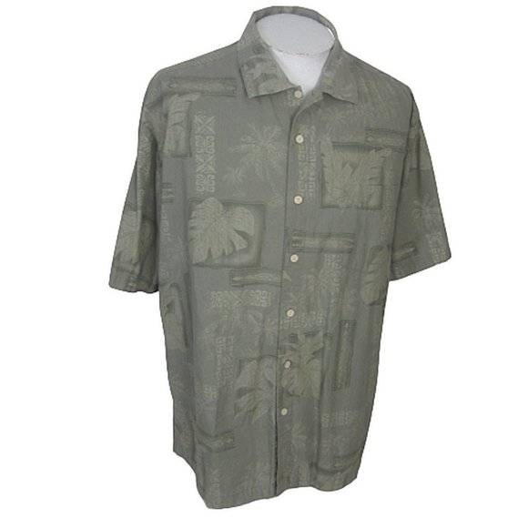 Batik Bay Men Hawaiian camp shirt p2p 27" 2XL aloha luau tropical cotton green - Picture 1 of 9